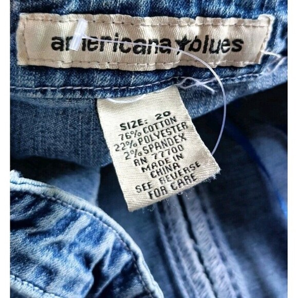 Americana Blues Denim Halter Overalls Shorts Size 20 Jean Romper Jumpsuit New - Picture 3 of 8